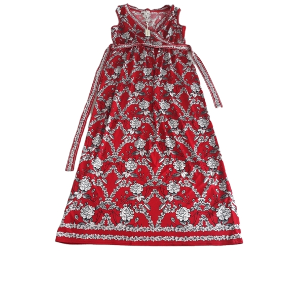Max Studio Dresses & Skirts - New Max Studio Small Red Floral Sleeveless Faux Wrap V-Neck Dress